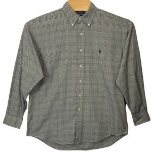 Ralph Lauren Blake Button Down Green Plaid Size Large‎ Cotton Long Sleeve Logo
